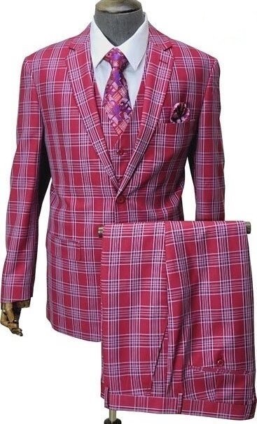 3PC Checkered Regular Fit Suits